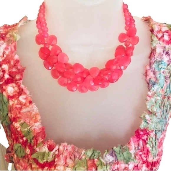 Genuine Real PiNK JADE Necklace 50+ Teardrops & Sterling EARRINGS Chic Luxury - Picture 2 of 9